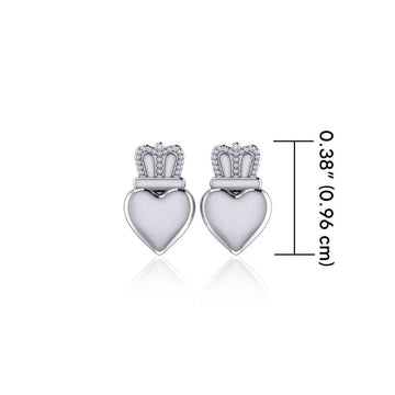 Heart with Crown Silver Post Earrings TER1750 - Jewelry
